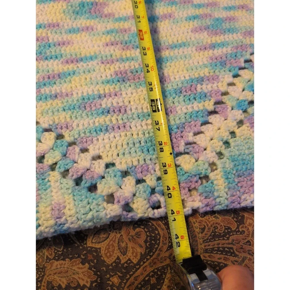 Handmade Crochet Full Spread Lavender Turquoise Yellow Sz 82